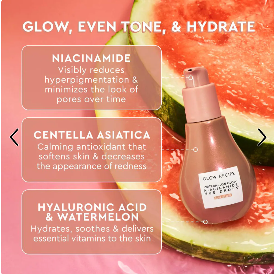 Glow Recipe - Watermelon Glow Niacinamide Hue Drops Sun Glow Serum
