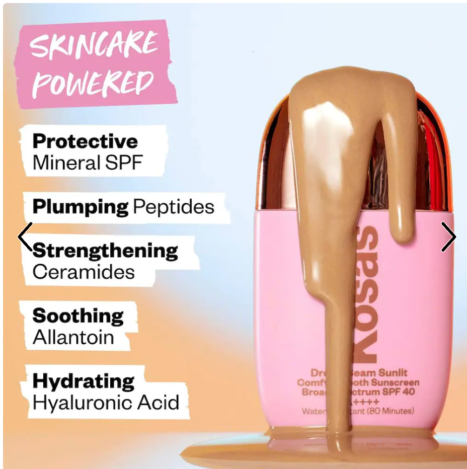 Kosas - DreamBeam Silicone-Free Mineral Sunscreen SPF 40 with Ceramides and Peptides