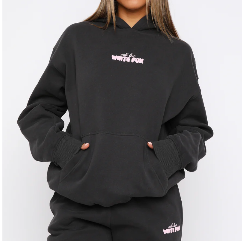With Love In The Moment Oversized Hoodie Charcoal