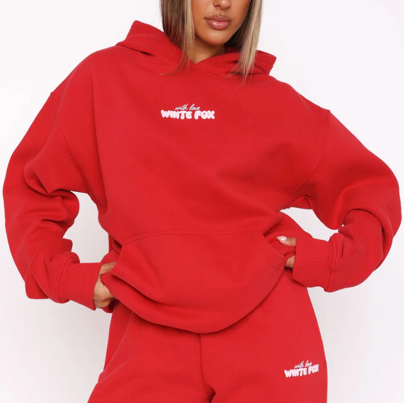 With Love In The Moment Oversized Hoodie Red