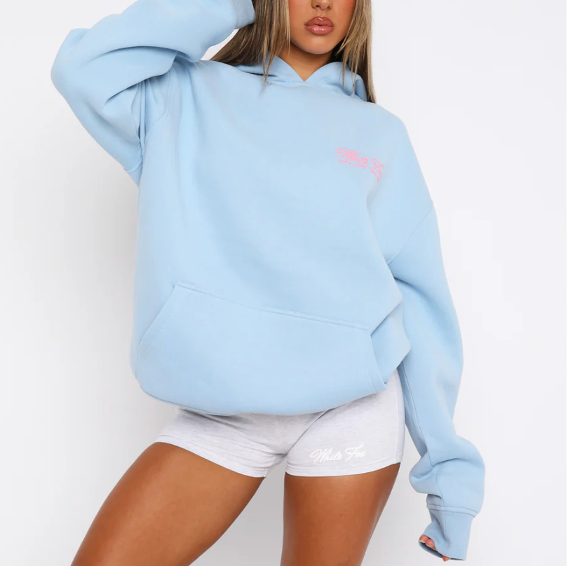 With Love & Kisses Oversized Hoodie Baby Blue