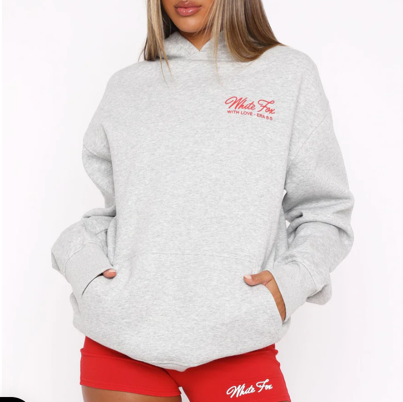 With Love & Kisses Oversized Hoodie Dark Grey Marle