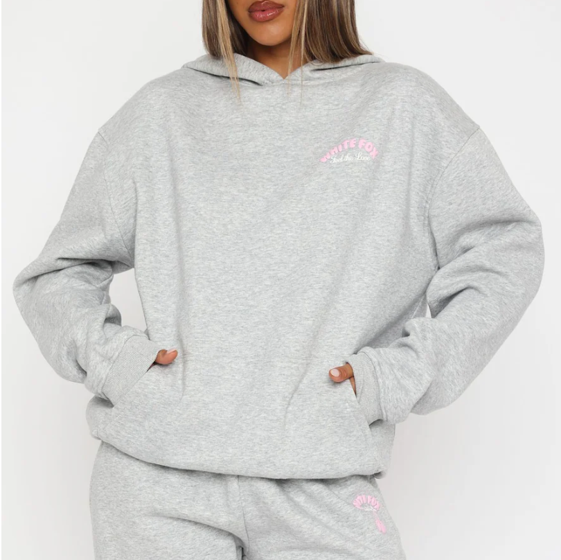 Love Me Tender Oversized Hoodie Dark Grey Marle