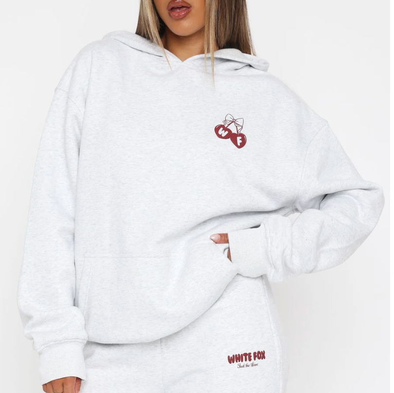 Feel The Love Oversized Hoodie Grey Marle