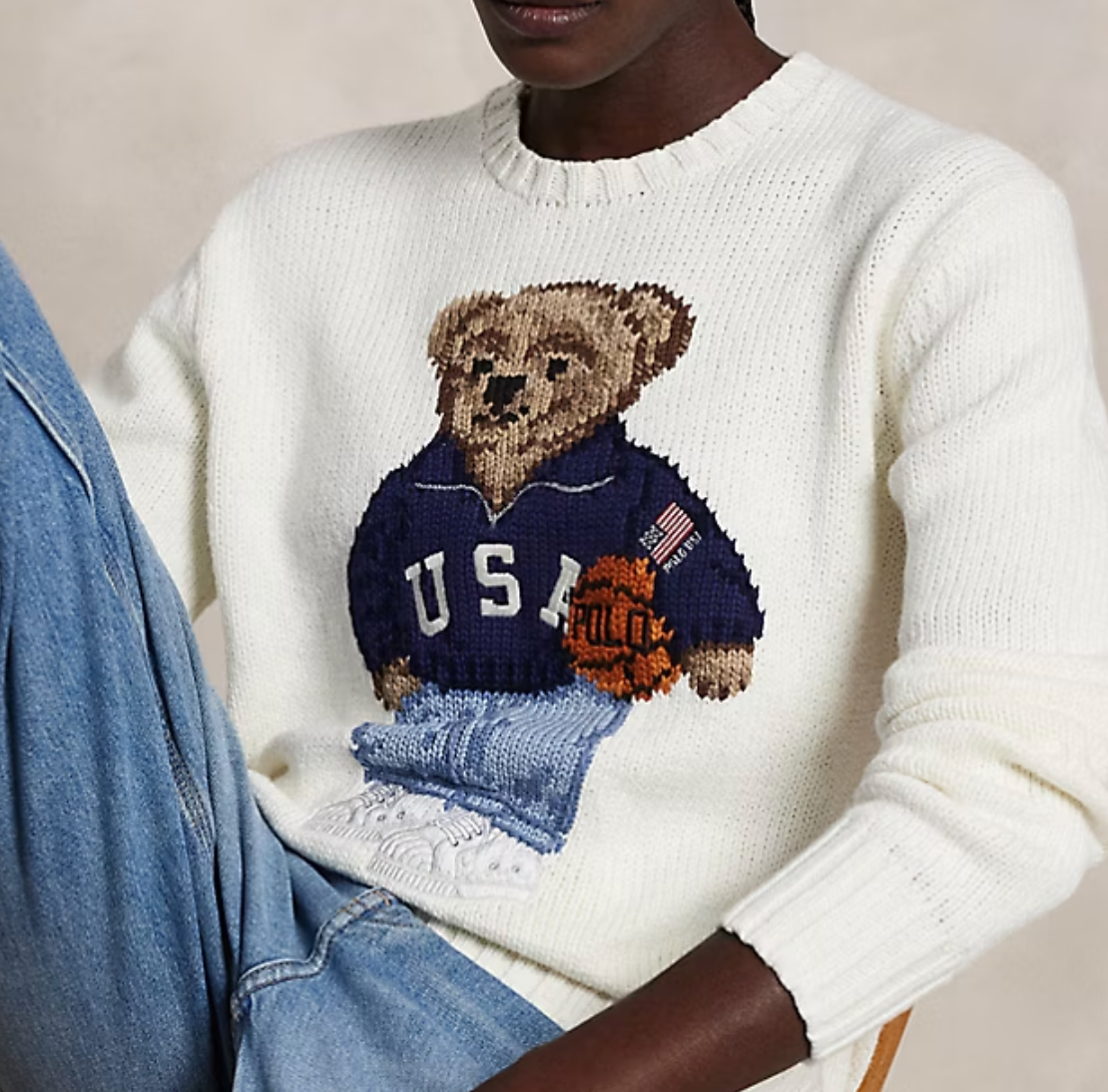 Polo Bear Cotton-Linen Crewneck Sweater