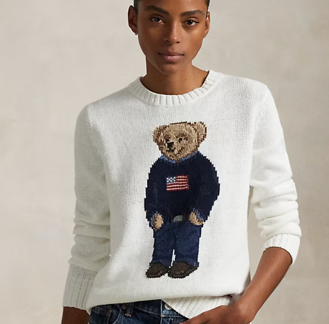 Polo Bear Linen-Cotton Crewneck Sweater