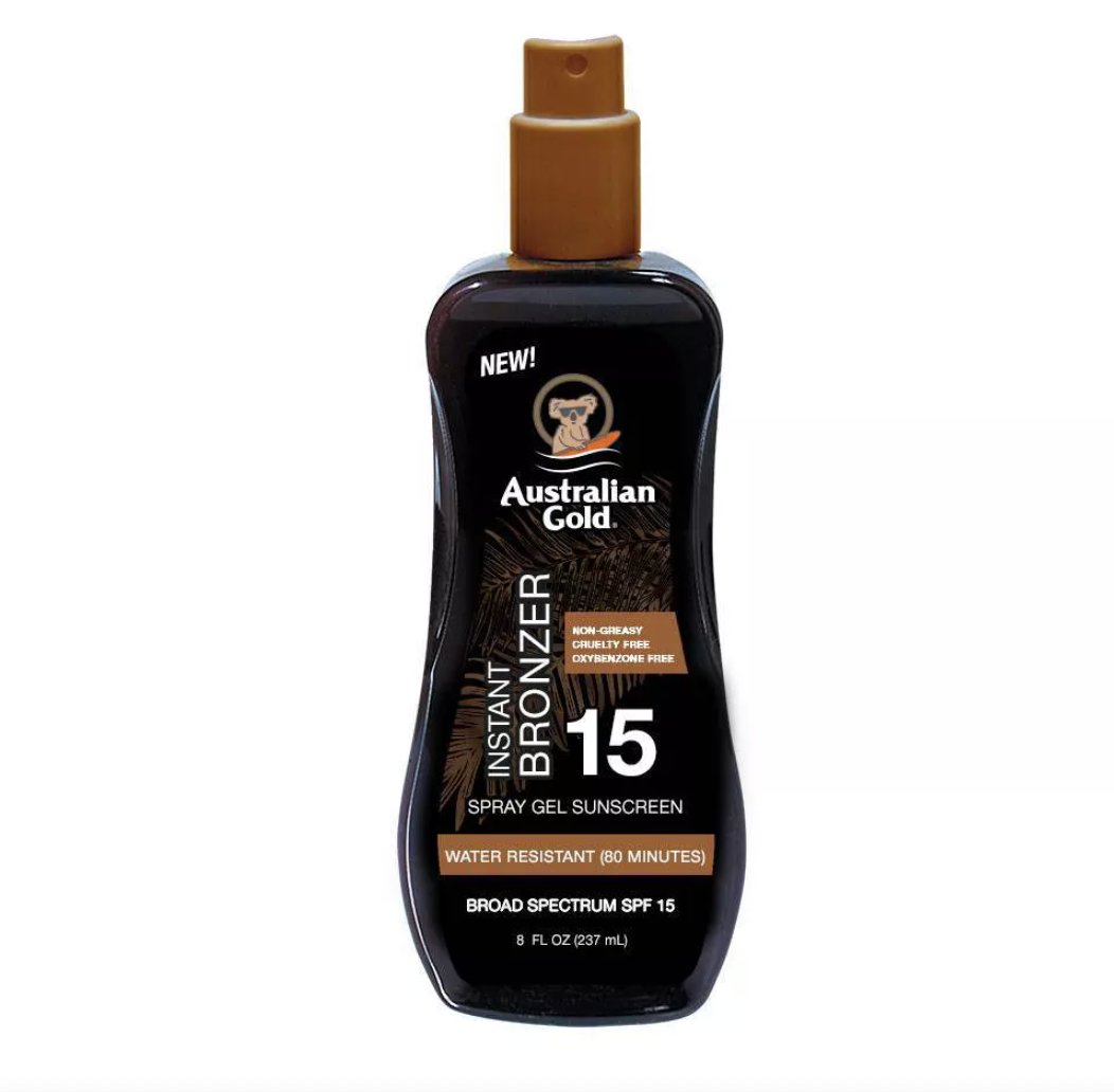 Australian Gold Sunscreen Spray Gel with Instant Bronzer - 8 fl oz