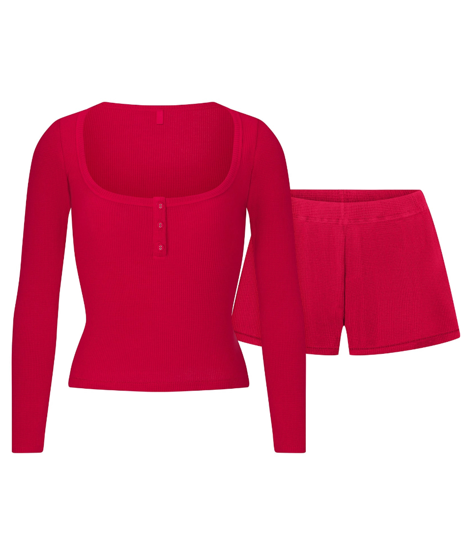 LONG SLEEVE HENLEY AND SHORT SET SLEEP