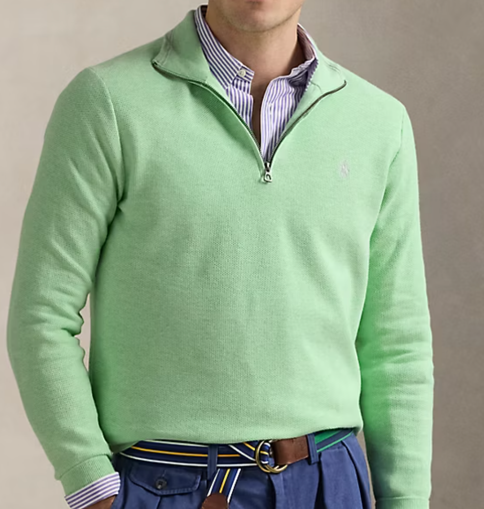 Mesh-Knit Cotton Quarter-Zip Sweater