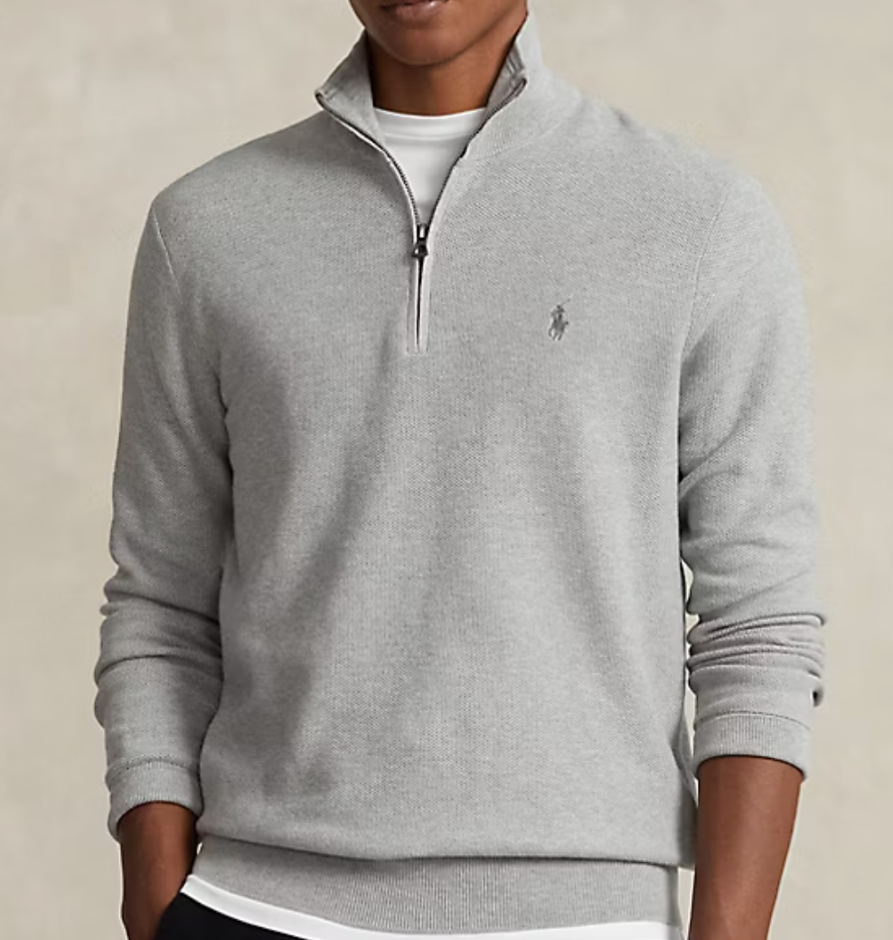 Mesh-Knit Cotton Quarter-Zip Sweater