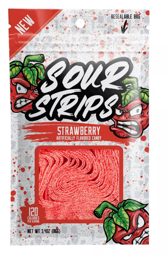 Strawberry Sour Strips Candy - 3.4oz