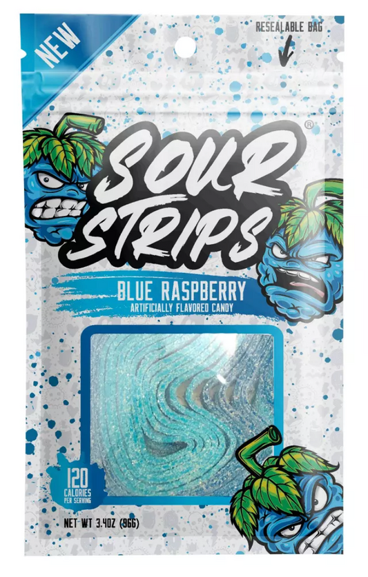 Sour Strips Blue Raspberry Candy - 3.4oz
