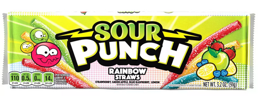 Sour Punch Rainbow Straws Candy - 3.2oz