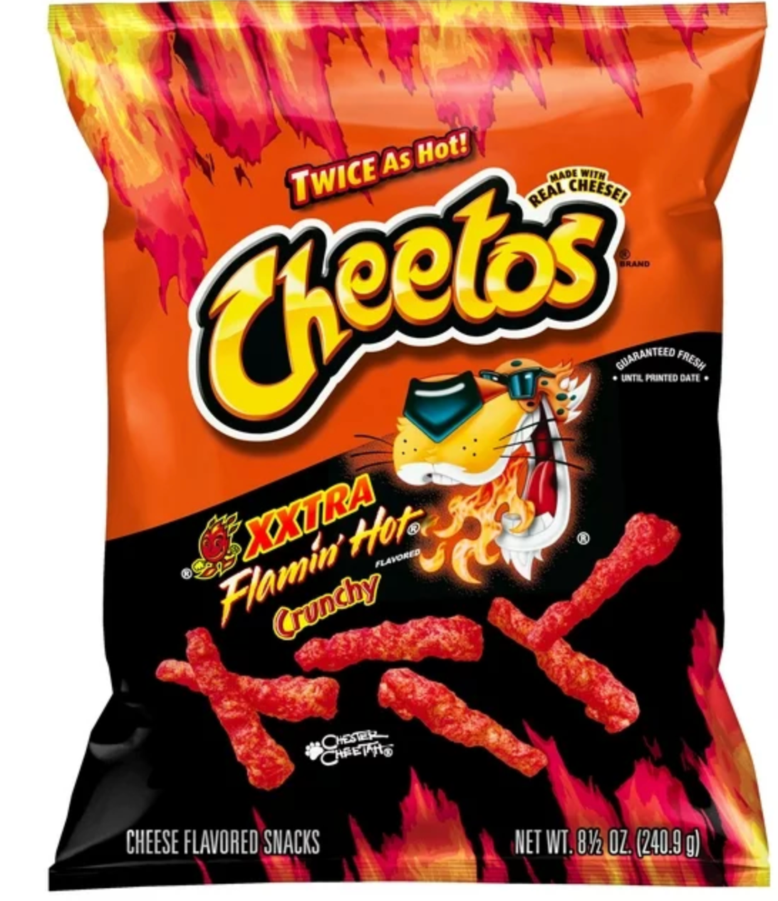 Cheetos Crunchy XXTRA Flamin' Hot Cheese Flavored Snack Chips, 8.5 oz Bag