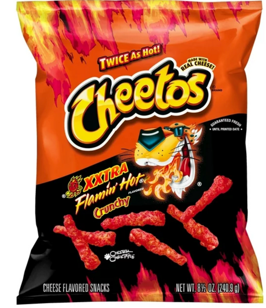 Cheetos Crunchy XXTRA Flamin' Hot Cheese Flavored Snack Chips, 8.5 oz Bag