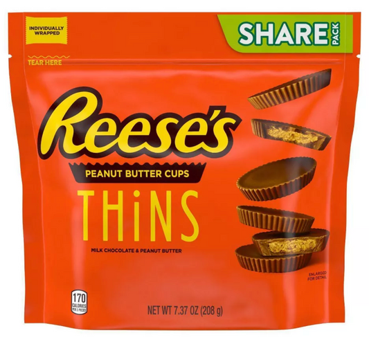 Reese's Peanut Butter Cups Thins Milk Chocolate Candy Pouch - 7.37oz