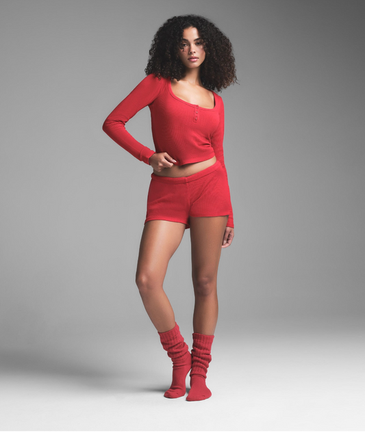 LONG SLEEVE HENLEY AND SHORT SET SLEEP