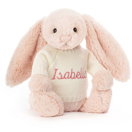 Bashful Blush Bunny with Personalized Cream Jumper