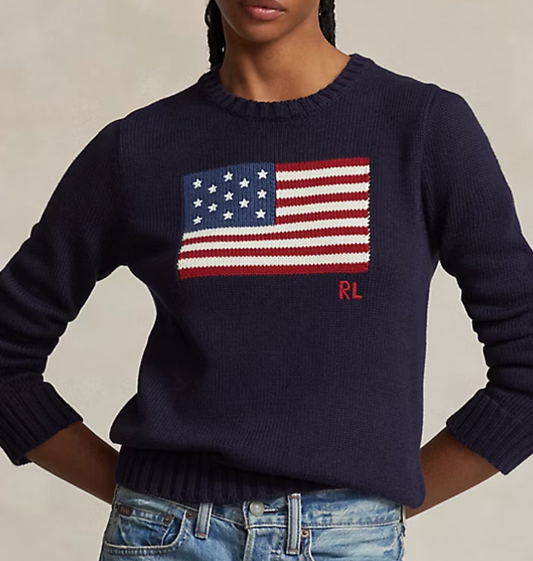 Flag Cotton Crewneck Sweater