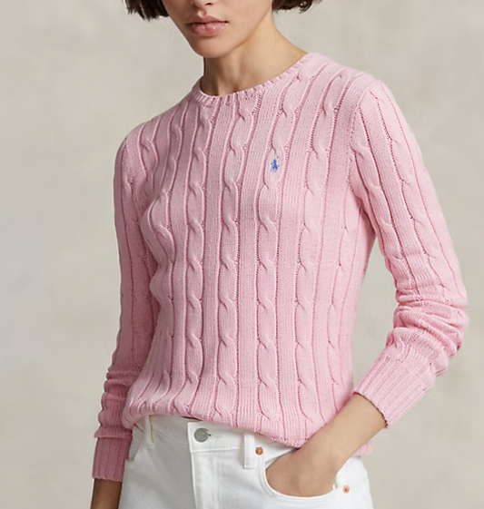 Cable-Knit Cotton Crewneck Sweater