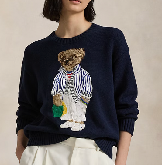Polo Bear Cotton Crewneck Sweater