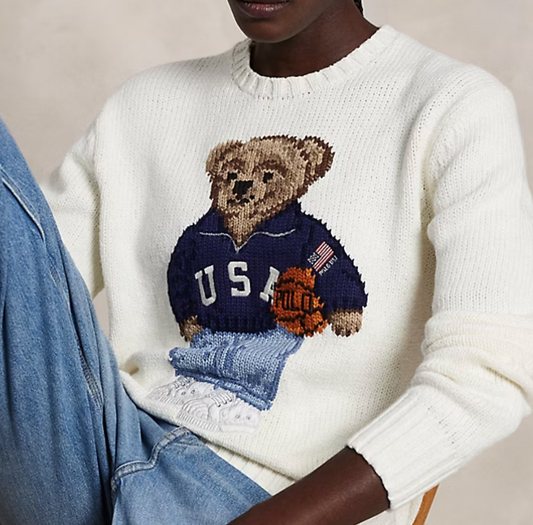 Polo Bear Cotton-Linen Crewneck Sweater