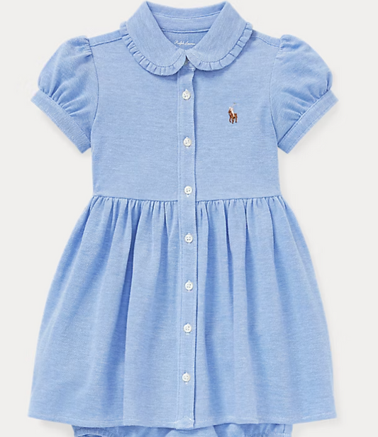 Knit Mesh Oxford Dress & Bloomer - Baby